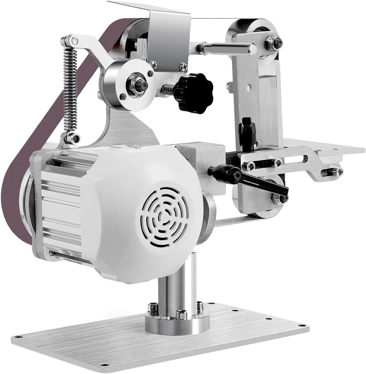 110V 550W 30 x 0.98 Inch Belt Sander + Motor Driver, Multi-Function Desktop Belt Sander with Flat Grinding Frame 5000RPM Speed for Metal Processing, Jewelry Making