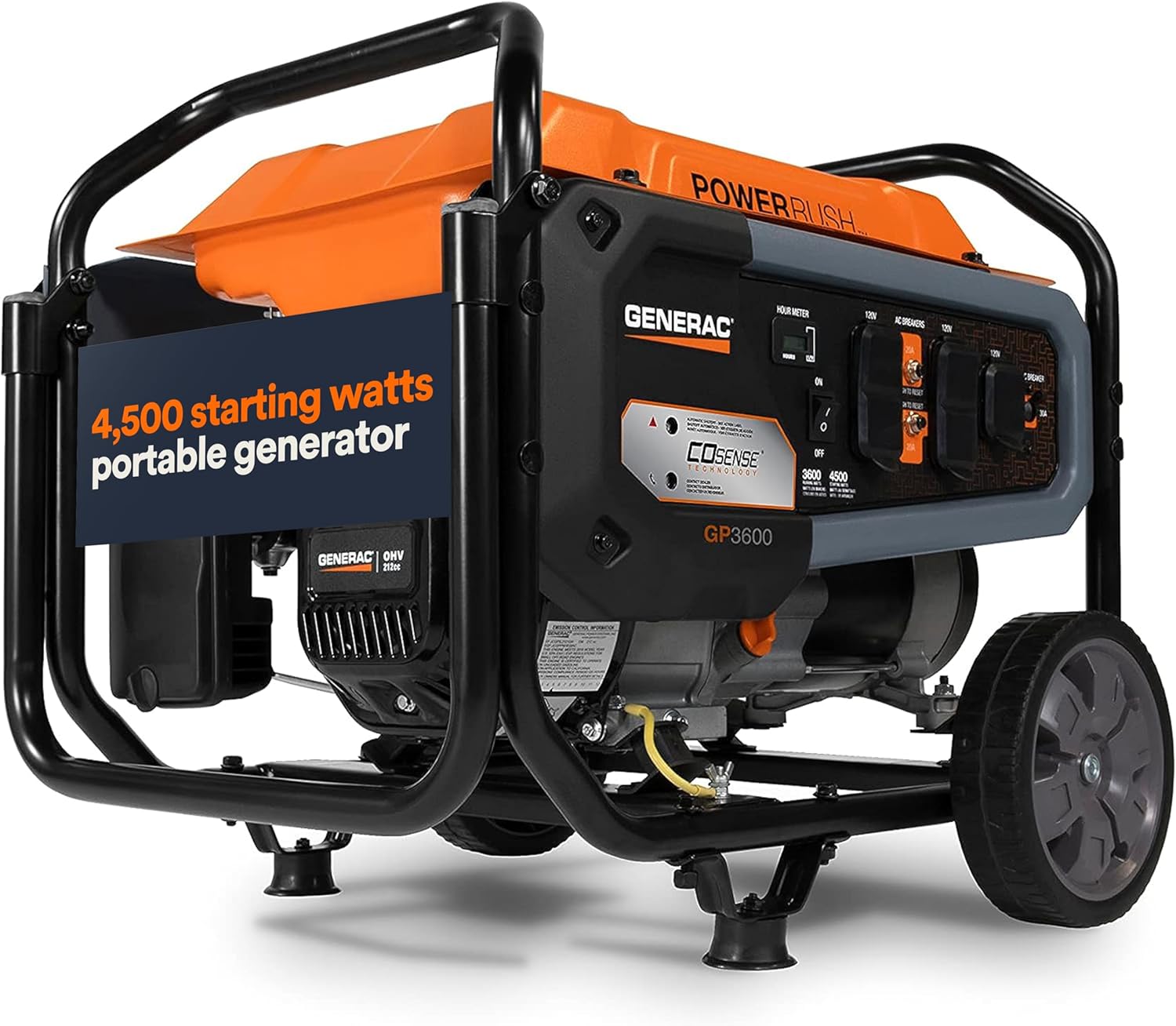 Generac 12,500 Starting Watt Tri-Fuel Portable Generator - Electric Start - Gas, Propane or Natural Gas - Home Backup, Jobsite, or RV - Quiet Operation - Long Runtime - 49-State Compliant