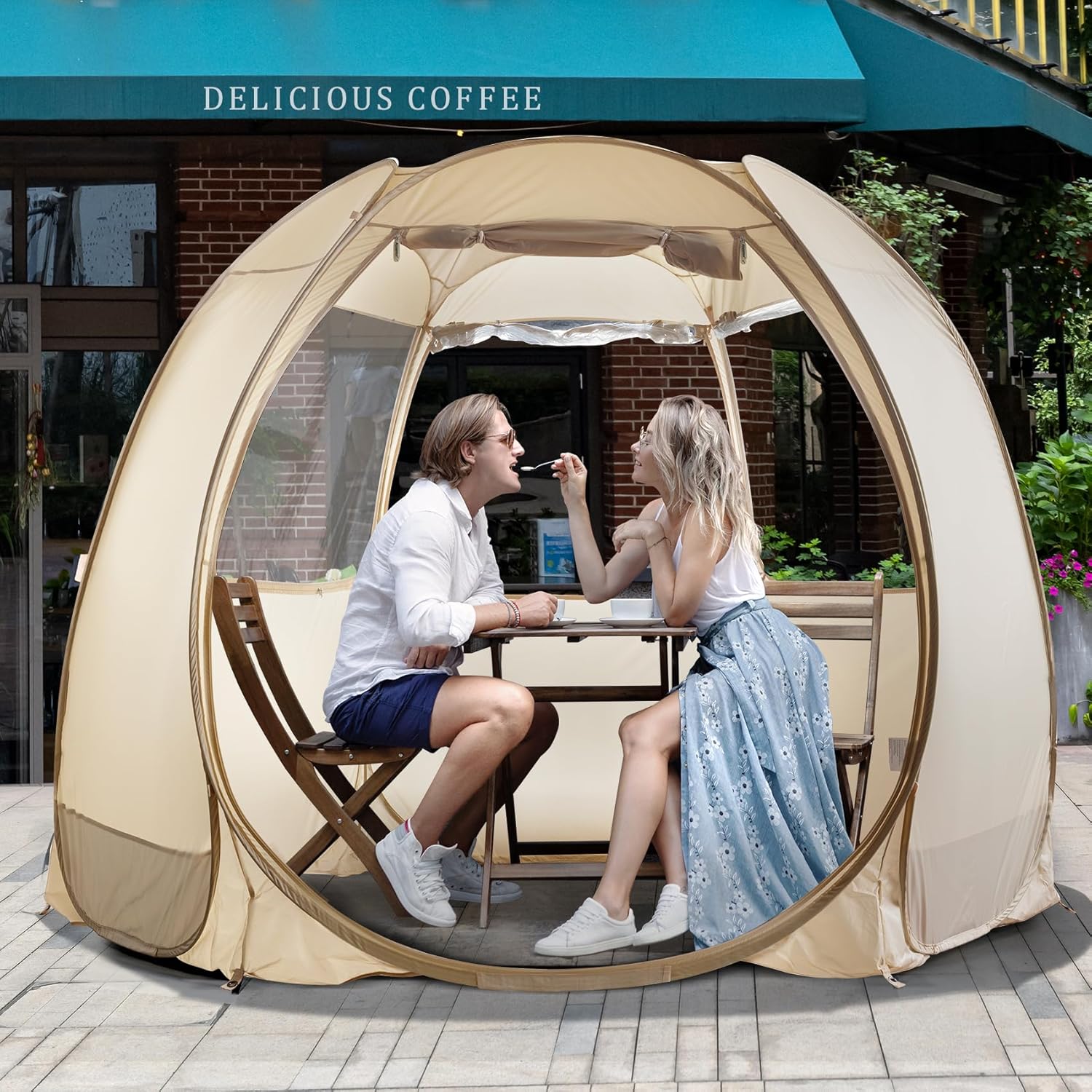 LEEDOR Pop Up Screen House Tent, UPF 50+ and Windproof Dome Outdoor Canopy Tent with Roll Up Zipped Door Privacy Gazebo, Compact and Lightweight for Party Camping Fishing Picnic, Grey