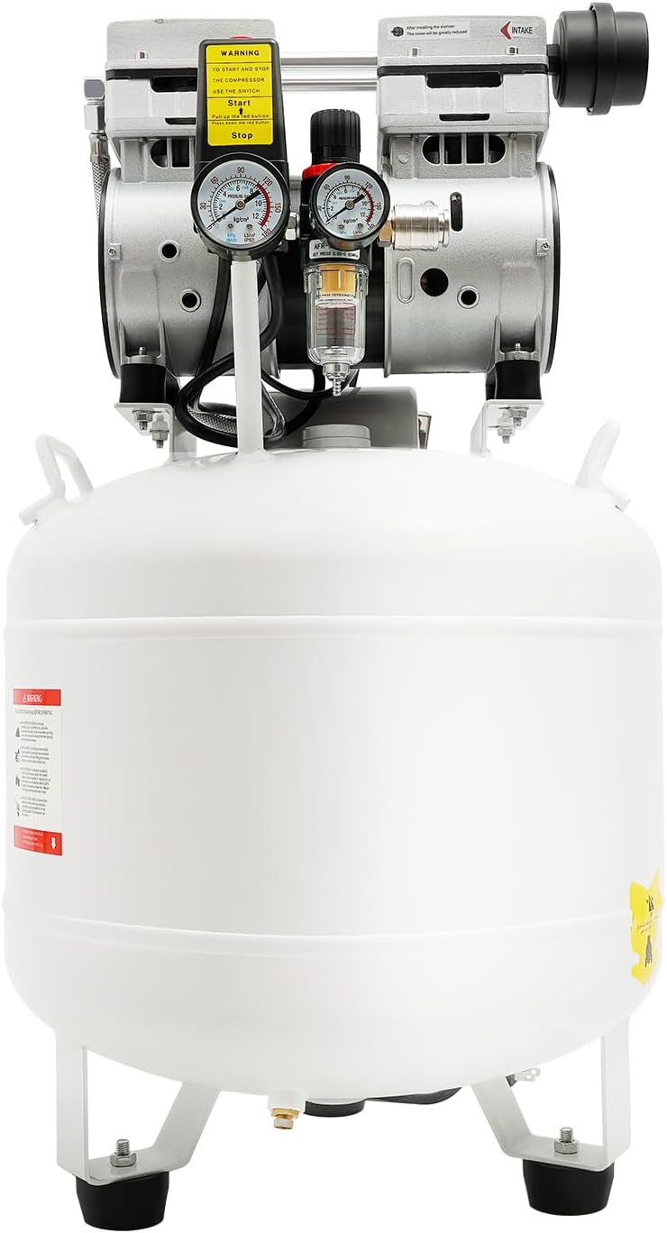 1HP 40L Air Compressor, 115PSI Oil-Free Quiet Air Compressor 110V with 165L/Min Flow for Nail Salon, Spraying, Inflating & DIY Projects