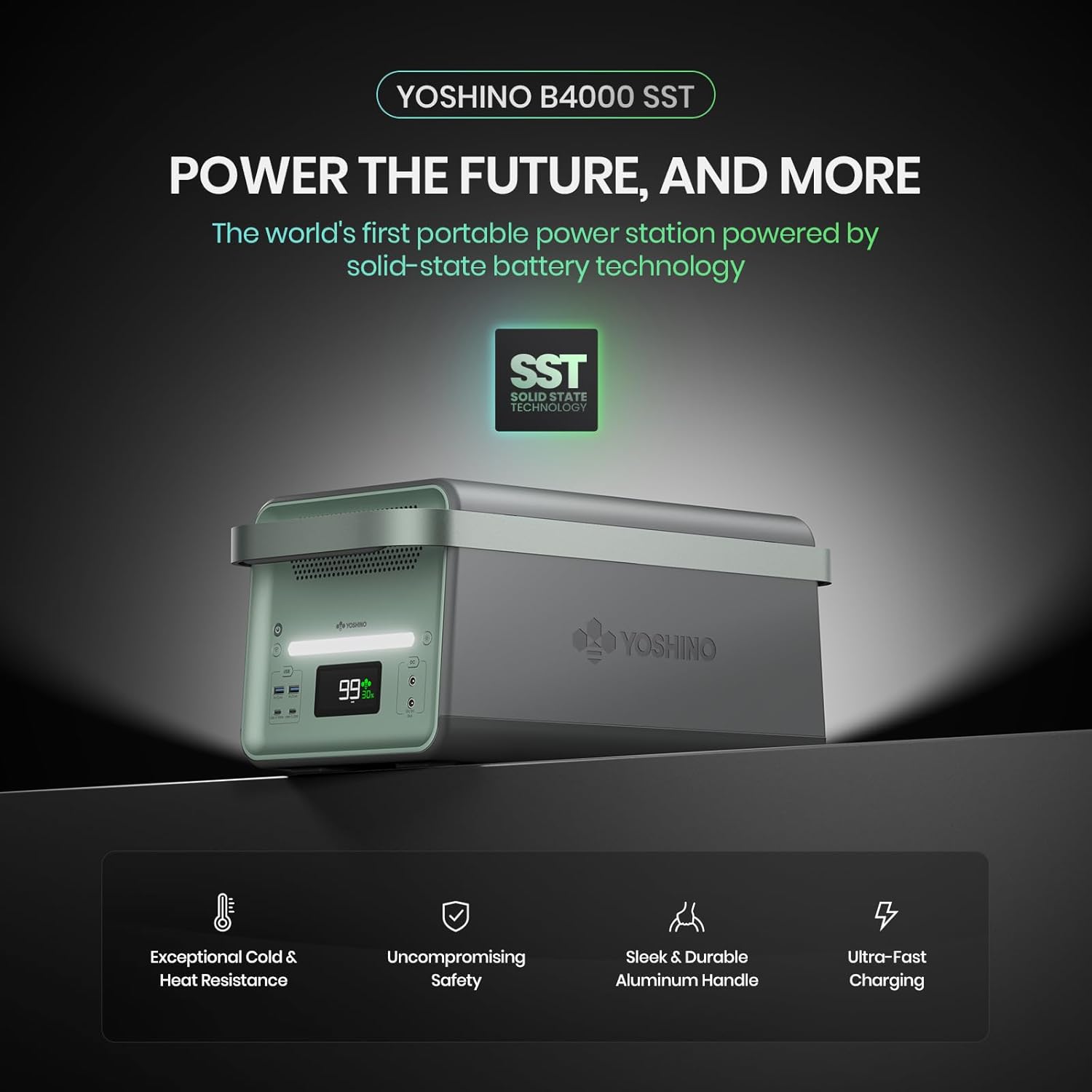 Yoshino Solid-State Portable Power Station B4000 SST, 2611Wh Backup Battery with 4000W AC Outlets & TT-30R Outlets for RVs, Solar Generator (Solar Panel Optional) for Camping, Outdoors, Emergency