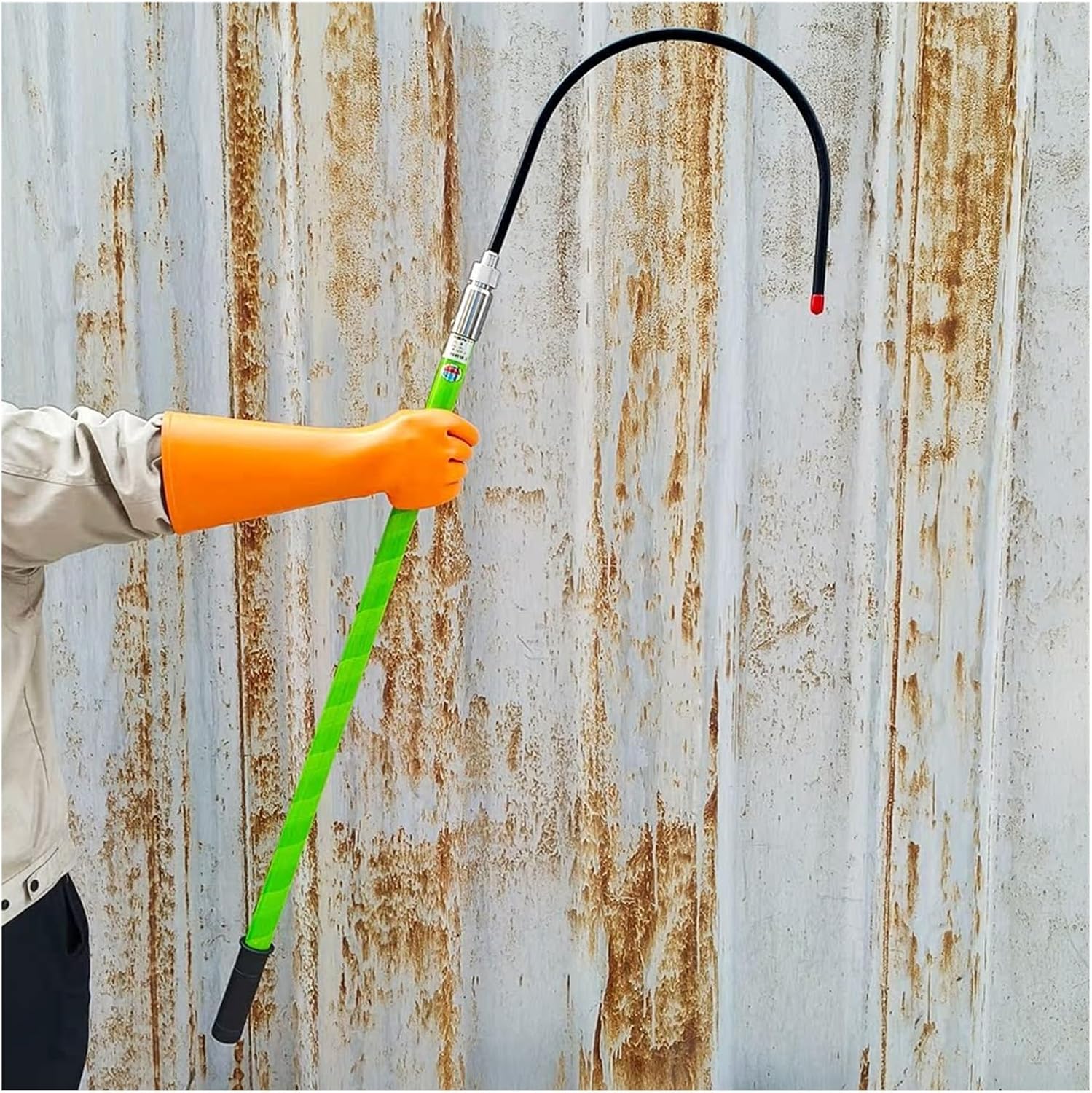 Green Portable Emergency Rescue Hook with Storage Bag, 4.9ft High Voltage Rescue Stick for Electric Vehicles & Construction, Life-Saving Pull Tool (10-220KV)