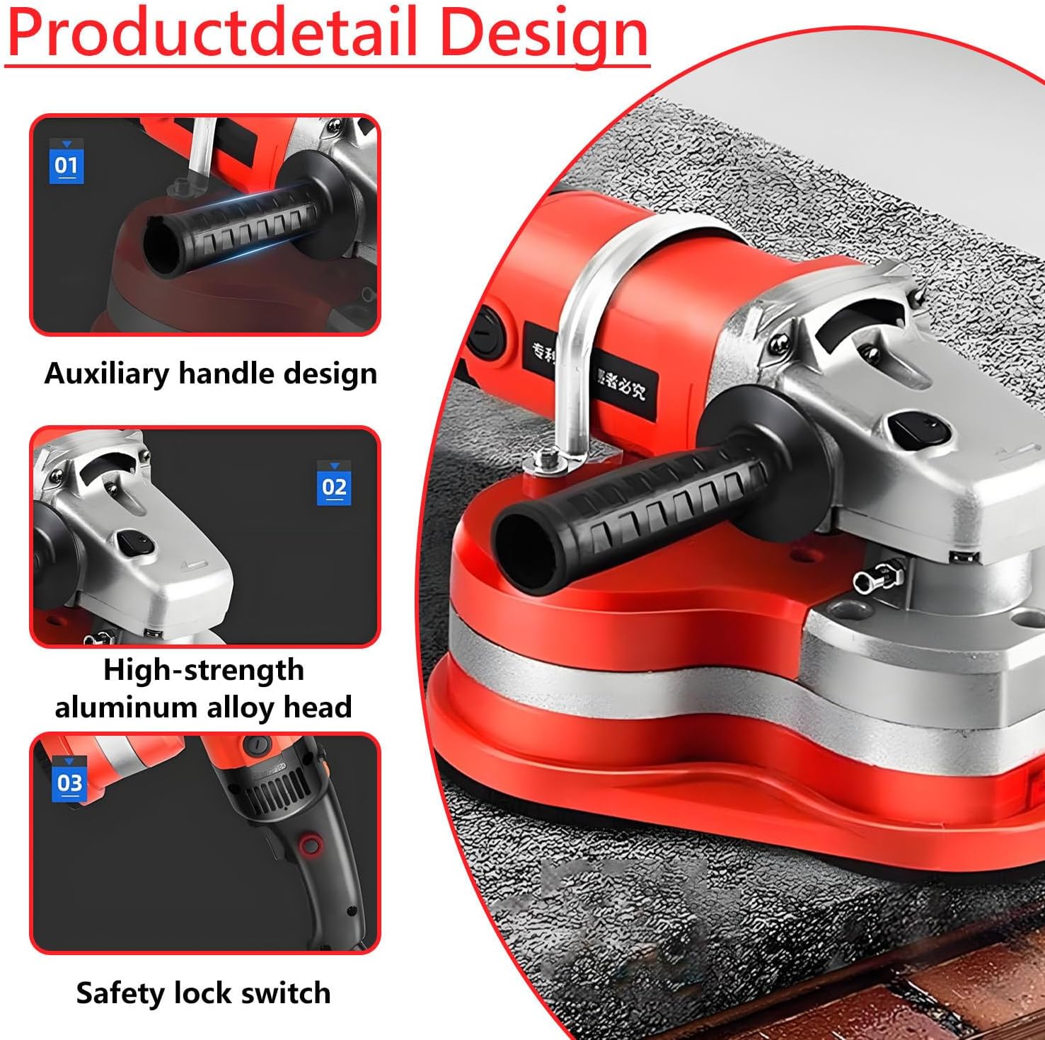 2800W Handheld Coarse Wall Grinding Machine,2800RPM 6-Speed Floor Buffer for Polishing and Cleaning Stone, Concrete Surface, Cement, Marble, Rock, Granite standard