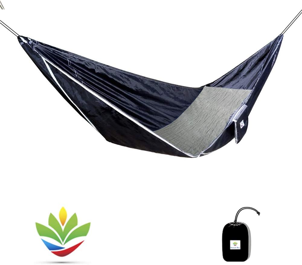 Hammock Bliss Sky Bed Bug Free - Insect Free Hanging Tent That Hangs Like A Hammock But Sleeps Like A Bed - Unique Asymmetrical Design Creates An Amazing Lay Flat Camping Hammock Sleeping Experience