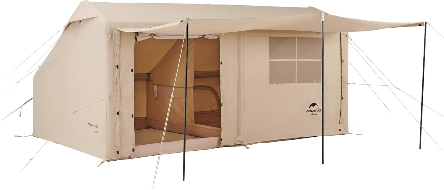 Naturehike Inflatable Hot Tent with Stove Jack, Easy Set up 4-8 Person Camping Tents, 4 Season Inflatable Tents for Camping, Windproof Cold Weather Winter Tent