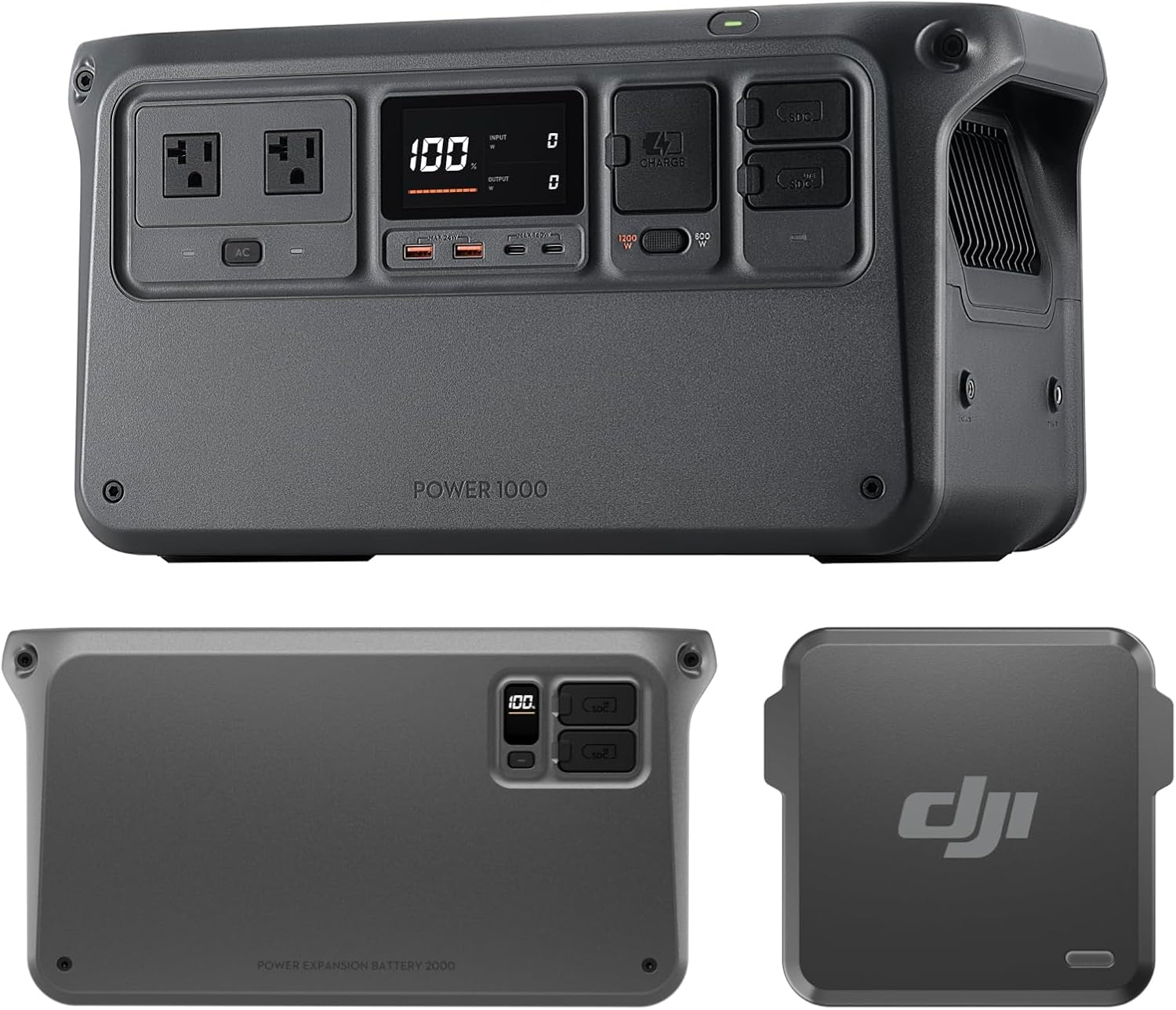 DJI Power 1000 Portable Power Station with Expansion Battery 2000, 2048Wh High-Capacity Expansion Battery, Ultra-Silent Solar Generator For Home Backup, Camping, Power Outage(Solar Panel Optional)