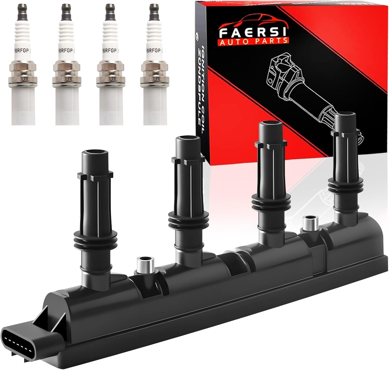 Ignition Coil Pack Compatiable with 1.4L Turbo 2011-2015 Chevy Cruze& 2014-2016 Cadillac ELR& 2012-2018 Chevy Sonic Fit for D521C UF669 (Ignition Coil&Spark Plug)