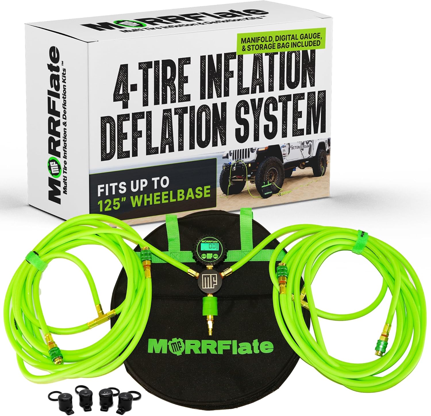 MORRFlate Quad 4 Tire Inflation & Deflation System - Fits Up to 125