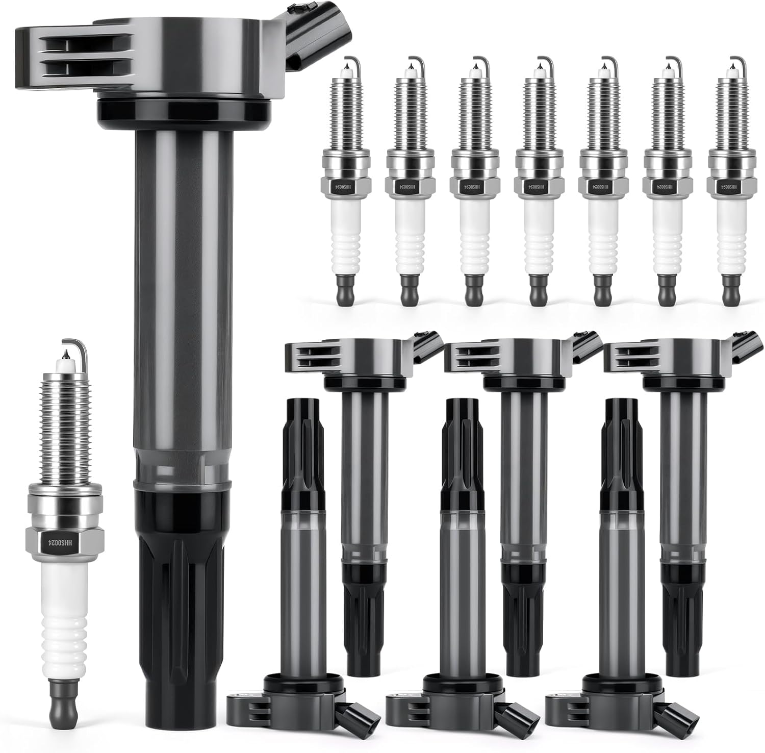 Set of 8 UF487 Ignition Coils Pack & Iridium Spark Plugs Compatible with Toyota & Lexus - Tundra 2007-2021, Land Cruiser 2008-2021, Sequoia, GX460, LS460, LX570-4.6L 5.7L V8 - Replace 90919-02255