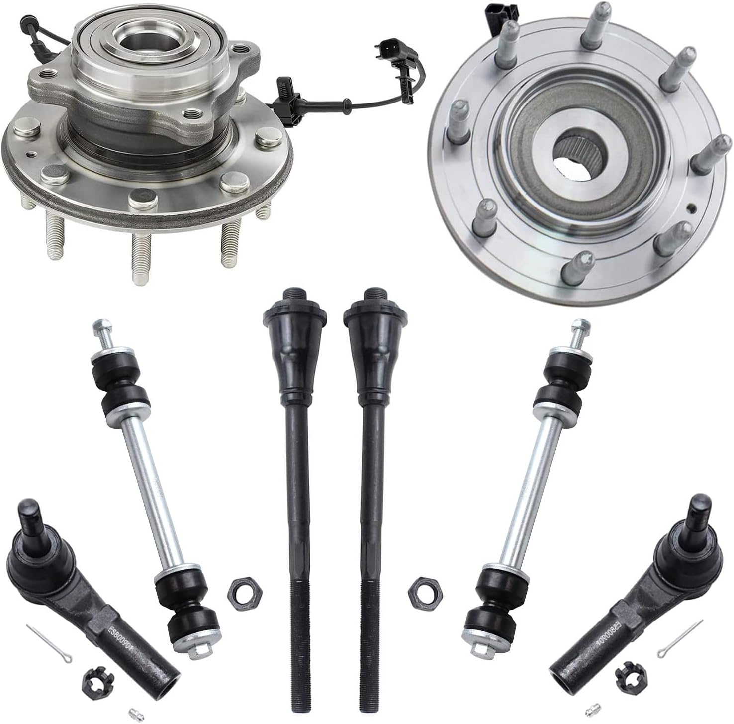 Detroit Axle - 4WD Front Wheel Hub Bearings Sway Bars Tie Rods Suspension Kit Replacement for Chevrolet Sierra Silverado 2500 HD 3500 HD - 8pc Set