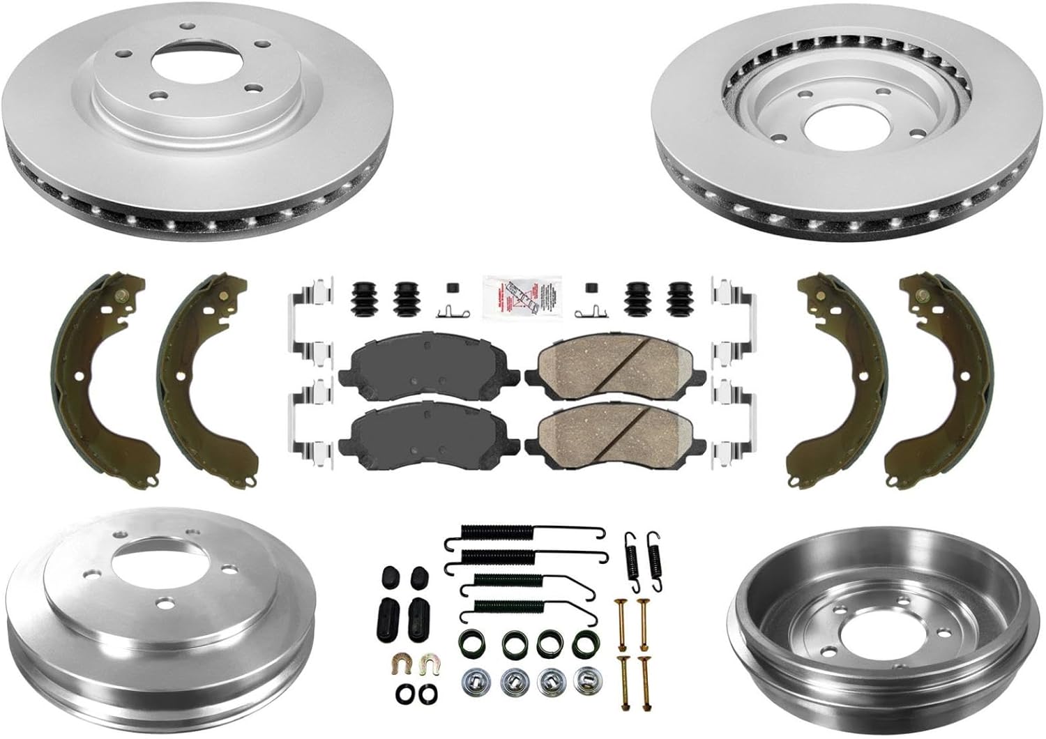 Disc Brake Rotors Pads Drums Shoes Replacement Parts For Jeep Compass 2007 2008 2009 2010 2011 2012 2013 2014 2015 2016 W/Rear Drum Brakes