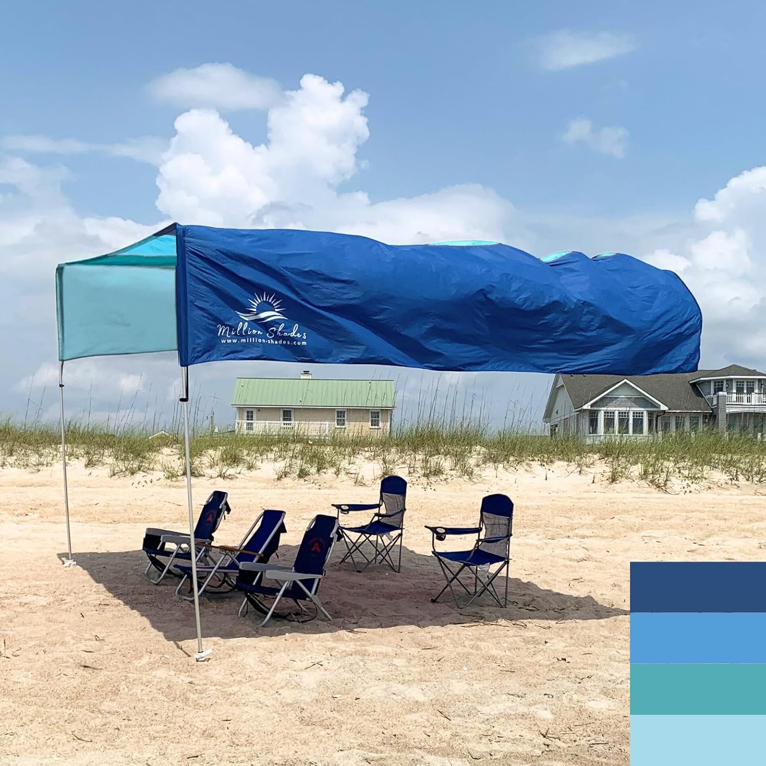 MillionShades™ Beach Shade Canopy – Grande 14 ft x 14 ft Wind-Propelled™ Sun Shade for Beach with UPF 50+, 360° Views, Quiet & Lightweight Design, Easy Setup Tent - Windproof Beach Shelter