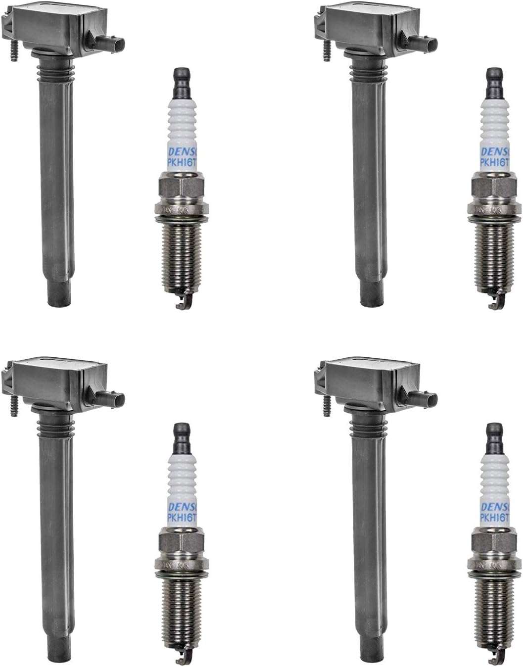 Set of 4 Herko Automotive Ignition Coils + 4 Platinum TT Spark Plugs PKH16TT For Chrysler 300, Dodge Dart, Fiat 500X, Jeep Cherokee, Renegade, Ram ProMaster City