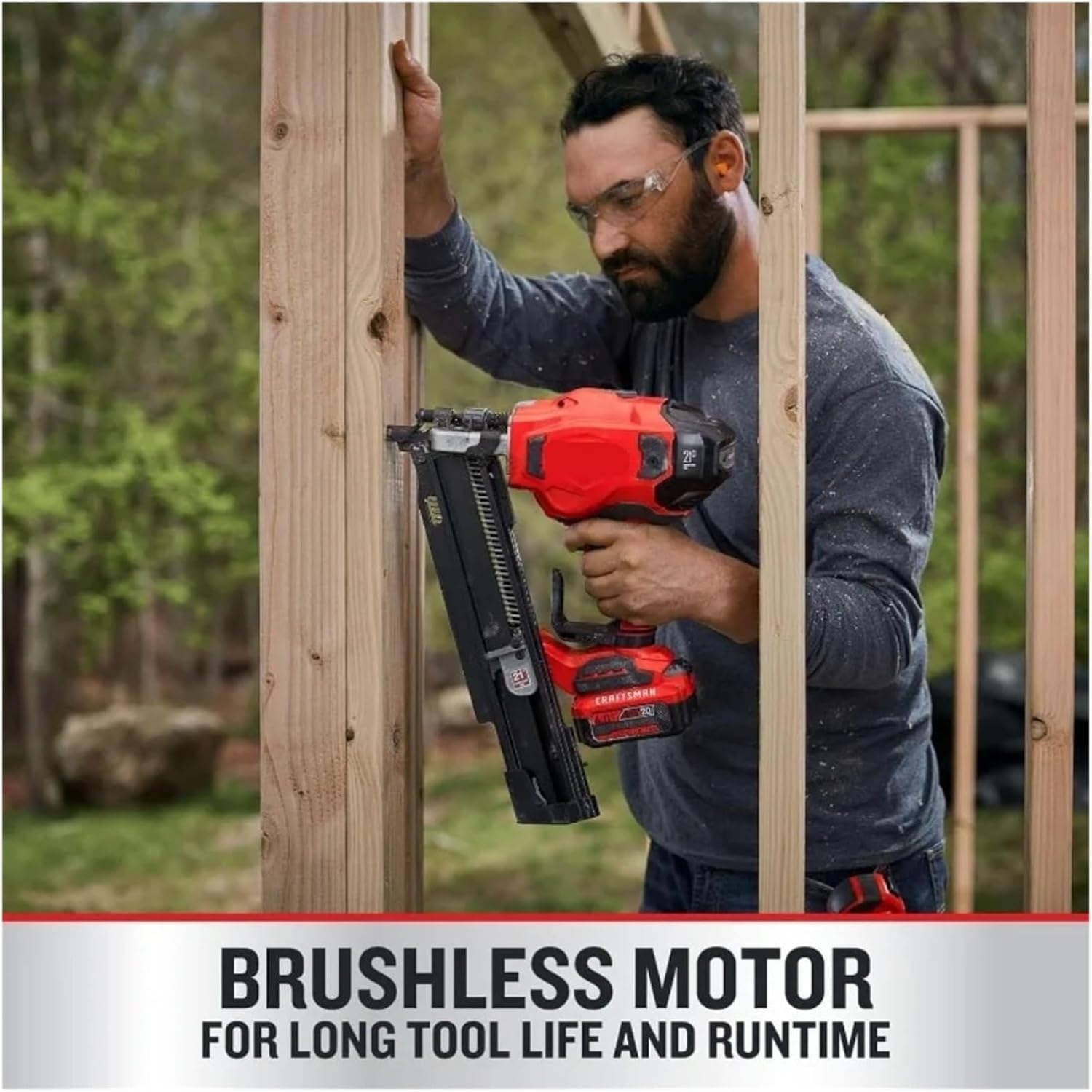 V20 Cordless Framing Nailer, Nail Gun, 21 Degree, up to 3-1/4 inch Nails, Bare Tool Only (CMCN621PLB) for DIY Projects, Upholster and Woodworking