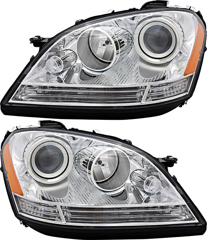 JP Auto Compatible with Mercedes Benz M Class Headlights Lamps Set 2006 2007 Halogen Driver and Passenger Side