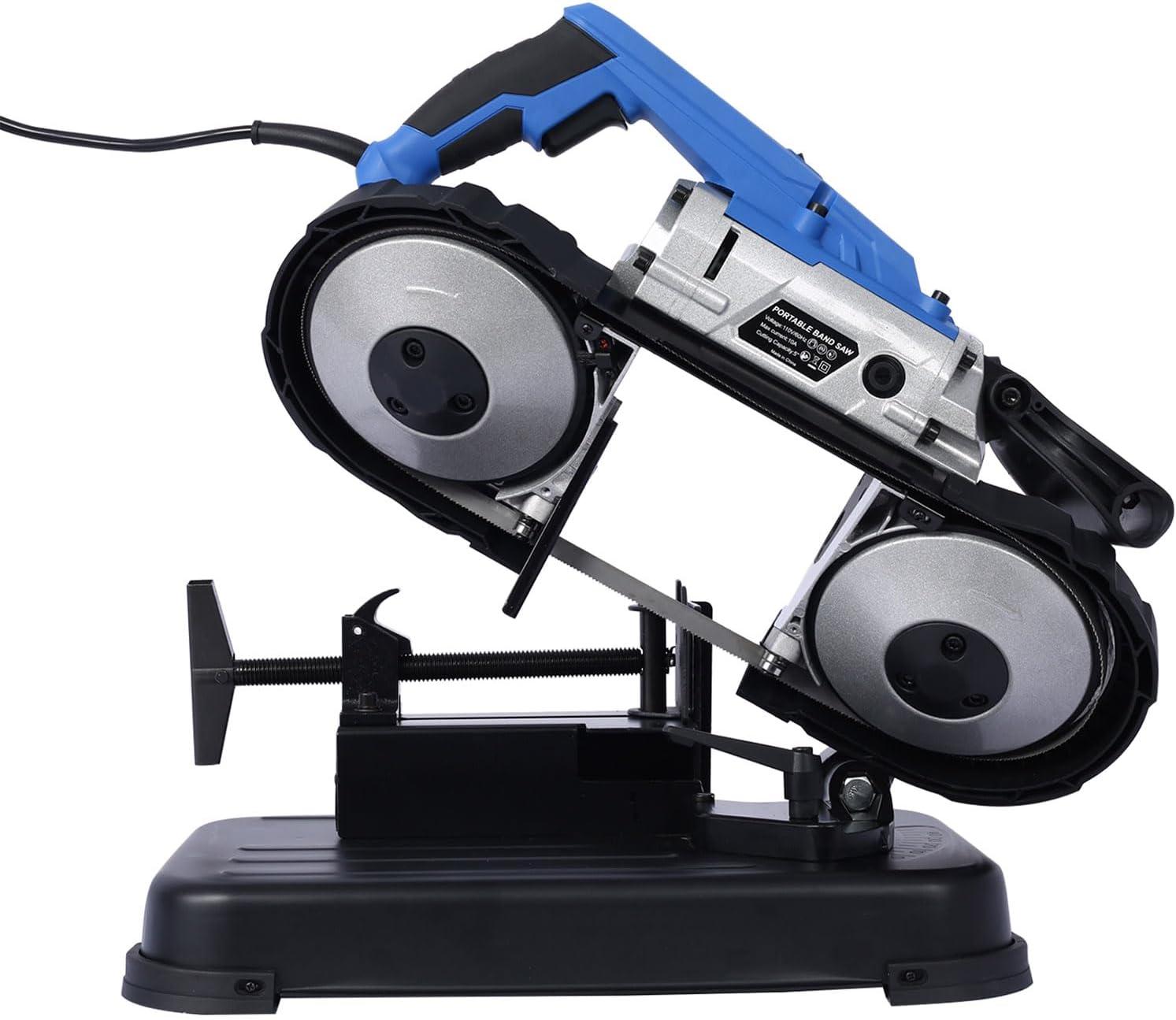 Portable Band Saw with Removable Aluminum Base, 10A 1100W Deep Cut Handheld Bandsaw, 5-Inch Cutting Capacity Metal Cutting Band Saw with Adjustable Angle & Ergonomic Grip