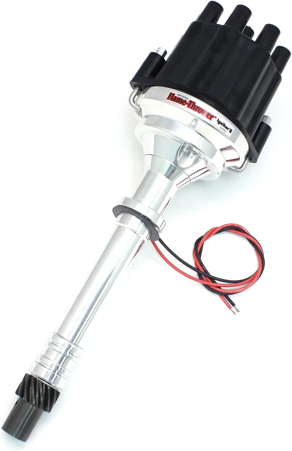 Pertronix D209800 Flame-Thrower Black Cap Plug and Play Opposite Rotation Engine Black Cap Marine Billet Electronic Distributor with Ignitor II Technology with Black Cap for Chevrolet Small Block/Big Block