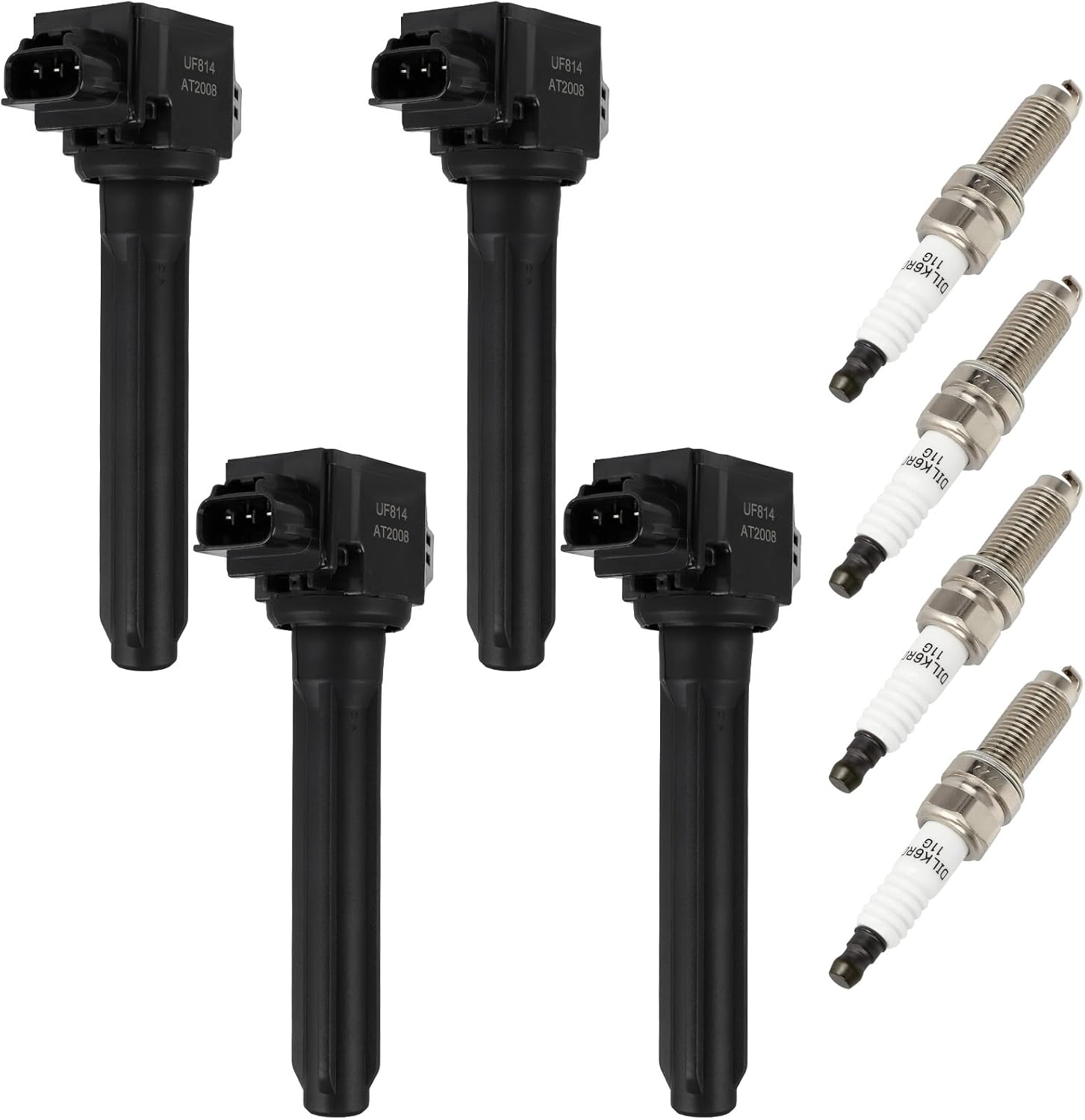 LSAILON UF814 spark plug coil Fit for Mitsubishi Outlander Sport 2018-2022 4 Ignition Coils with 4 Iridium Spark Plugs