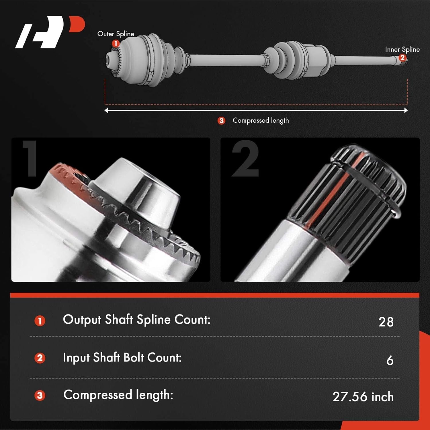 A-Premium Pair (2) Front CV Axle Shaft Assembly Compatible with Porsche 911 2007-2012 H6 3.6L 3.8L, Automatic Transmission, Driver and Passenger Side, Replace# 99734903800, 99734903801