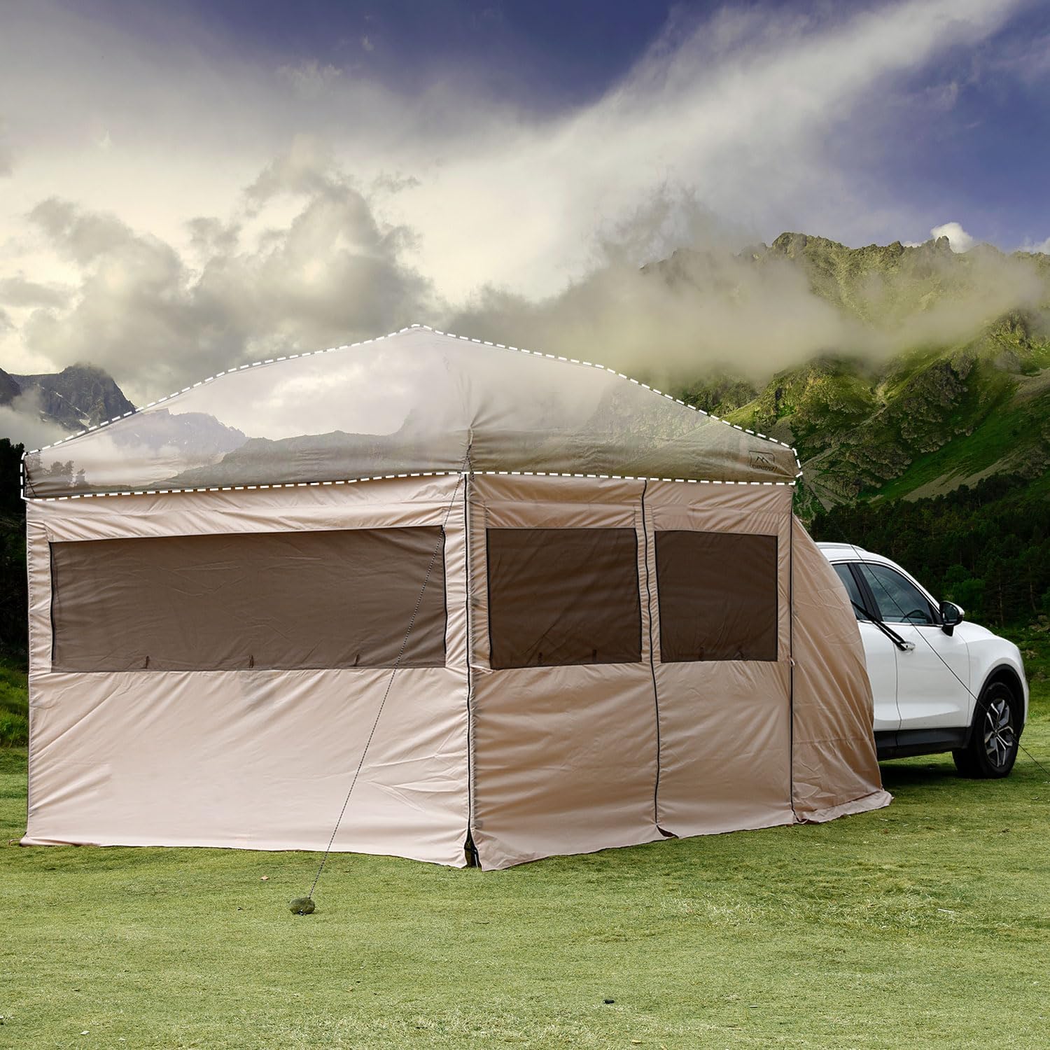 KAMPKEEPER 5pcs Sidewalls for 10X10 Commercial Instant Canopy Tent, Converts Canopy into Tent for Camping with Removable SUV Tailgate - Black (Canopy Pole/Shelter NOT Included)