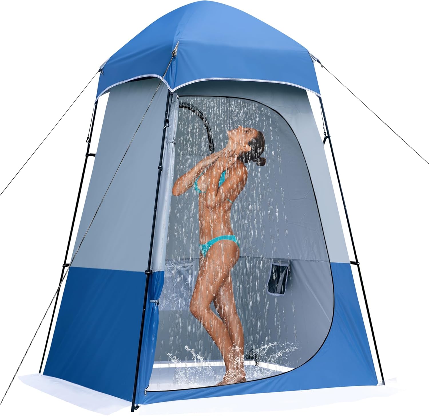 Camping Shower Tent, 7.9 FT Extra Tall Oversize Privacy Tent, Portable Outdoor Bathroom Toilet Tent with Floor, Easy Set Up Privacy Shelter for Dressing, Hiking, Fishing, UPF50+