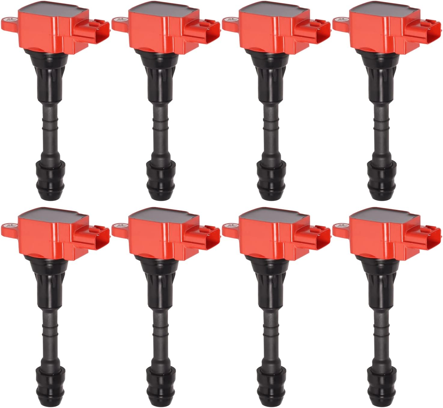 ENA Set of 8 Red Ignition Coil Pack Compatible with Infiniti Nissan 2004 2005 2006 QX56 Titan Truck, 2005 2006 Armada 5.6L V8 Replacement for UF510 C1483 224487S015 5C1482 GN10243