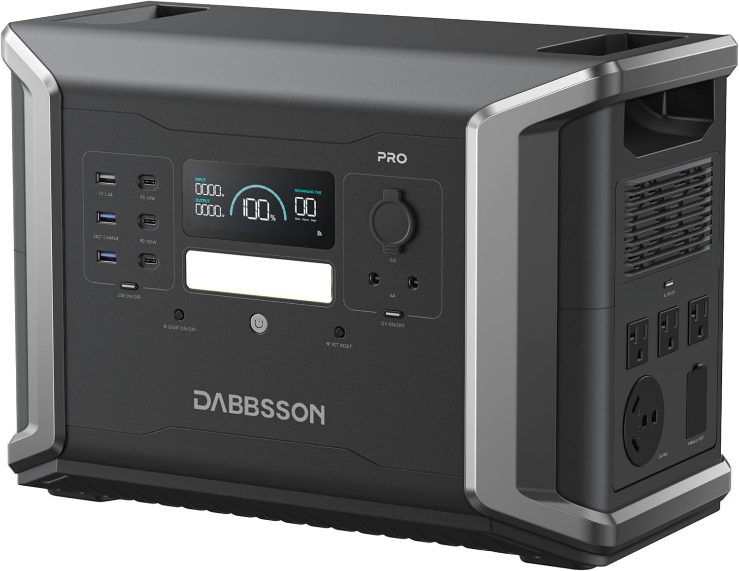 Dabbsson 1382Wh Solar Generator–2400W, 80% Charge in 32 Mins, Expandable to 4600W/11.3kWh, with 1x120W Solar Panel, 1200W Solar Input, DBS1400Pro NEMA TT-30 & 100W USB-C for Home & Off-Grid Backup