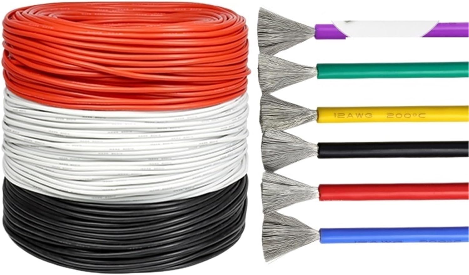 1~50m Flexible Silicone Wire 28 26 24 22 20 18 16 15 14 13 12 10 AWG Soft High Temperature Tinned Copper Heat-resistant Cable(Red,10 meters,10AWG)