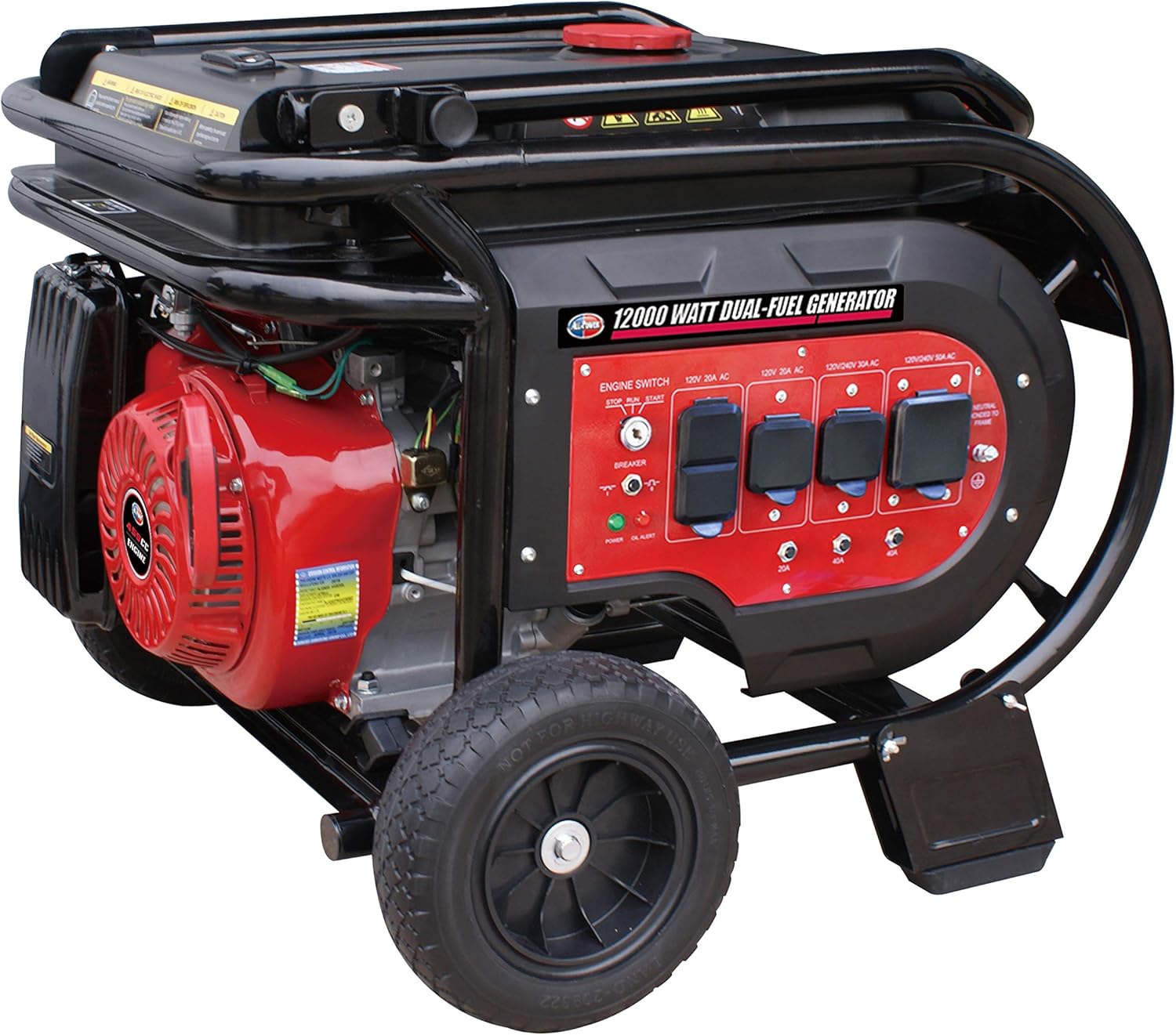 All Power G10000EGL - 10,000 Watt Starting Power Generator Dual Fuel JD Engine Electric Start Portable Generator Relaunched Style