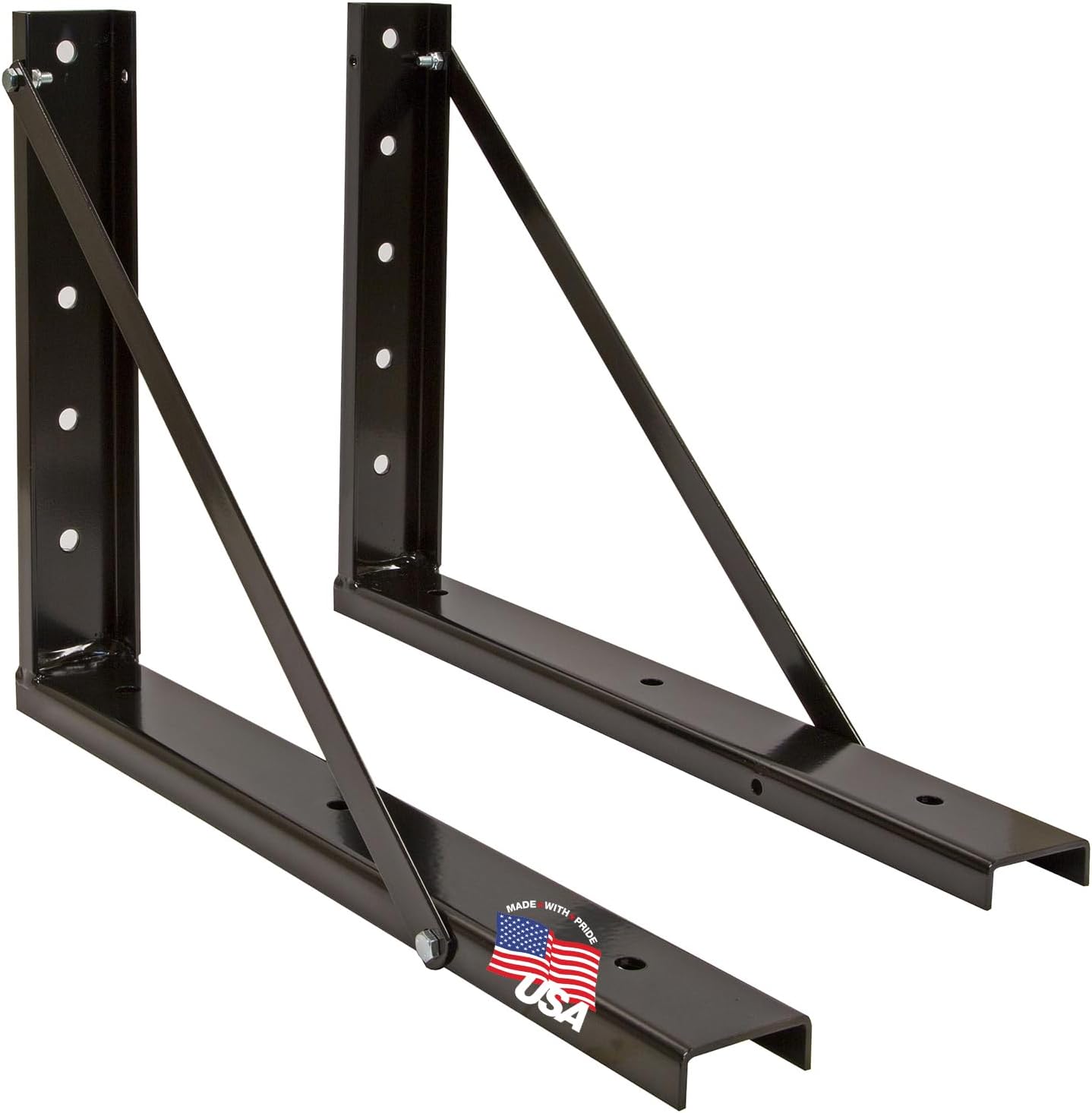 Buyers Products 1701005 Heavy Duty Welded Black Structural Steel Mounting Brackets for Underbody Truck Tool Box, Set of 2, 18 x 18, Corrosion Resistant, Universal Hole Pattern For Quick Mounting