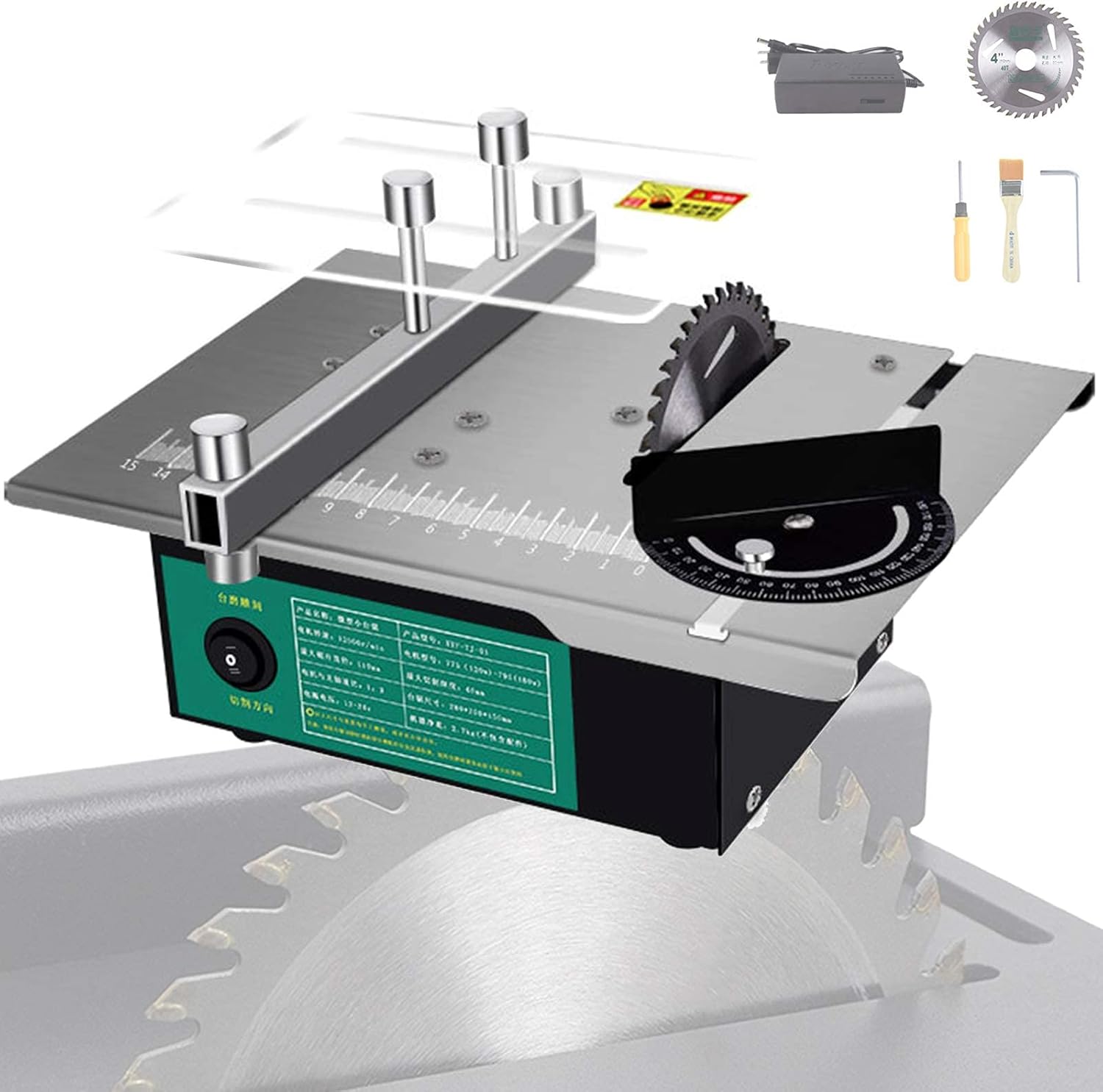 Small Table Saw,Multifunctional Bench Saw Cutting Depth 40Mm,Can Polished, Carved and Drilled for Wood, Metal, Plastic Cutting DIY Model Making (A)