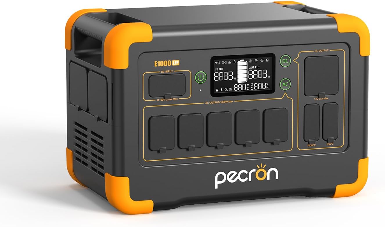 pecron Portable Power Station E1000LFP with 3072Wh Extra Battery Expandable to 4096Wh, 1800W/1024Wh LiFePO4 Battery Backup for Home Use, Camping, RV, Emergencies