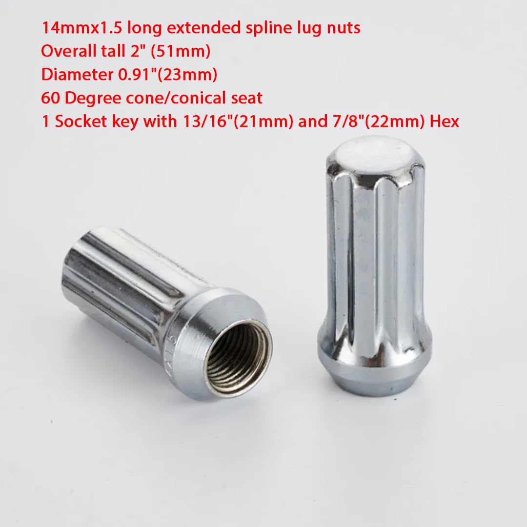 Lug Nut for Ford F250 F350 Super Duty, for GMC Sierra 1500 2500 3500 HD, M14x1.5 51mm Lug Nut with 1 Socket