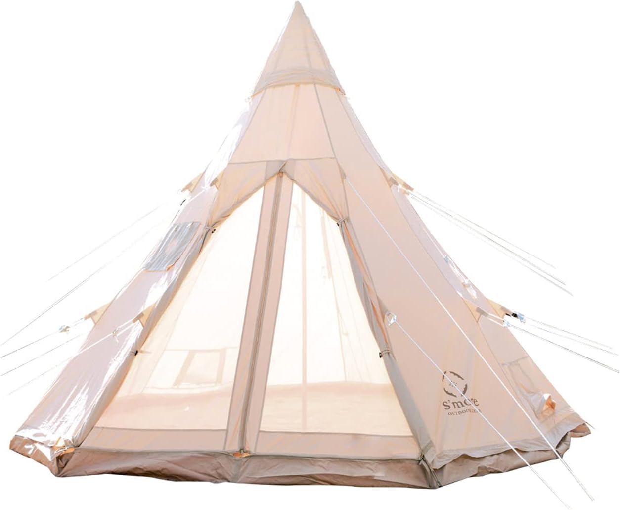 S'more Canvas Family Camping Tent - 4-5 Person, 4 Season Glamping Tent with Stove Jack and Windproof, Weather Resistant Bell