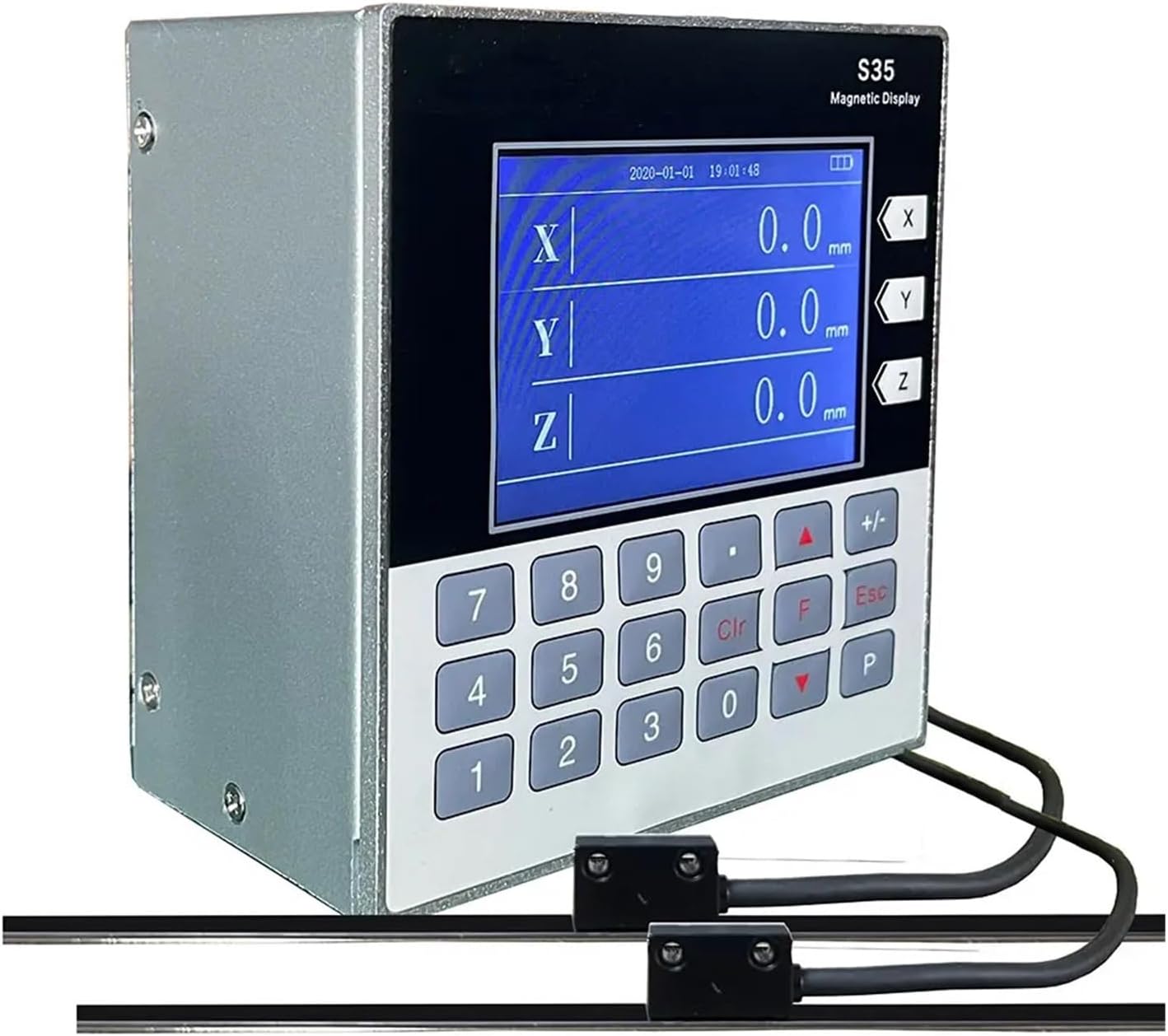 CNC Mill, Mini tTtl Readout Lcd Set Dro Magnetic 2 Axis Sino Optical Lathe Electronic Linear Scales Digital Measuring with Accessories(S35-1)
