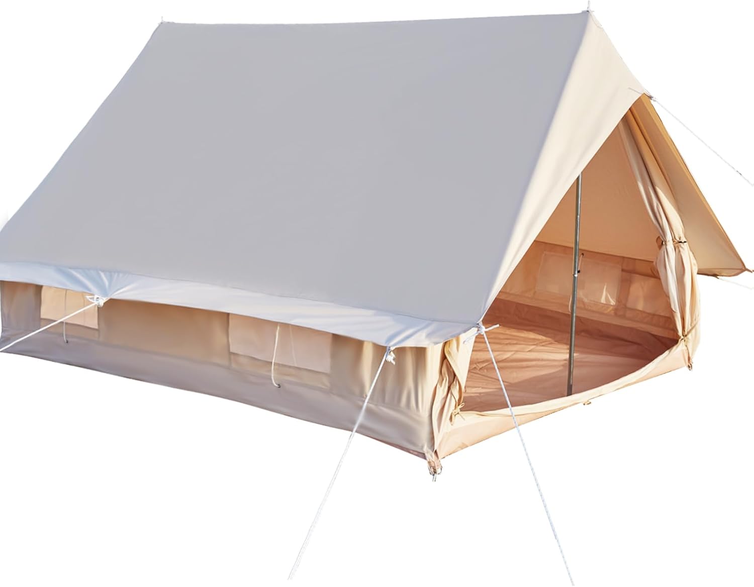 OTSUN 4-Person All Season Glamping Tent, Double Door Canvas Rainproof Camping Bell Tent, Easy Set-Up, Family-Friendly, Outdoor Luxury