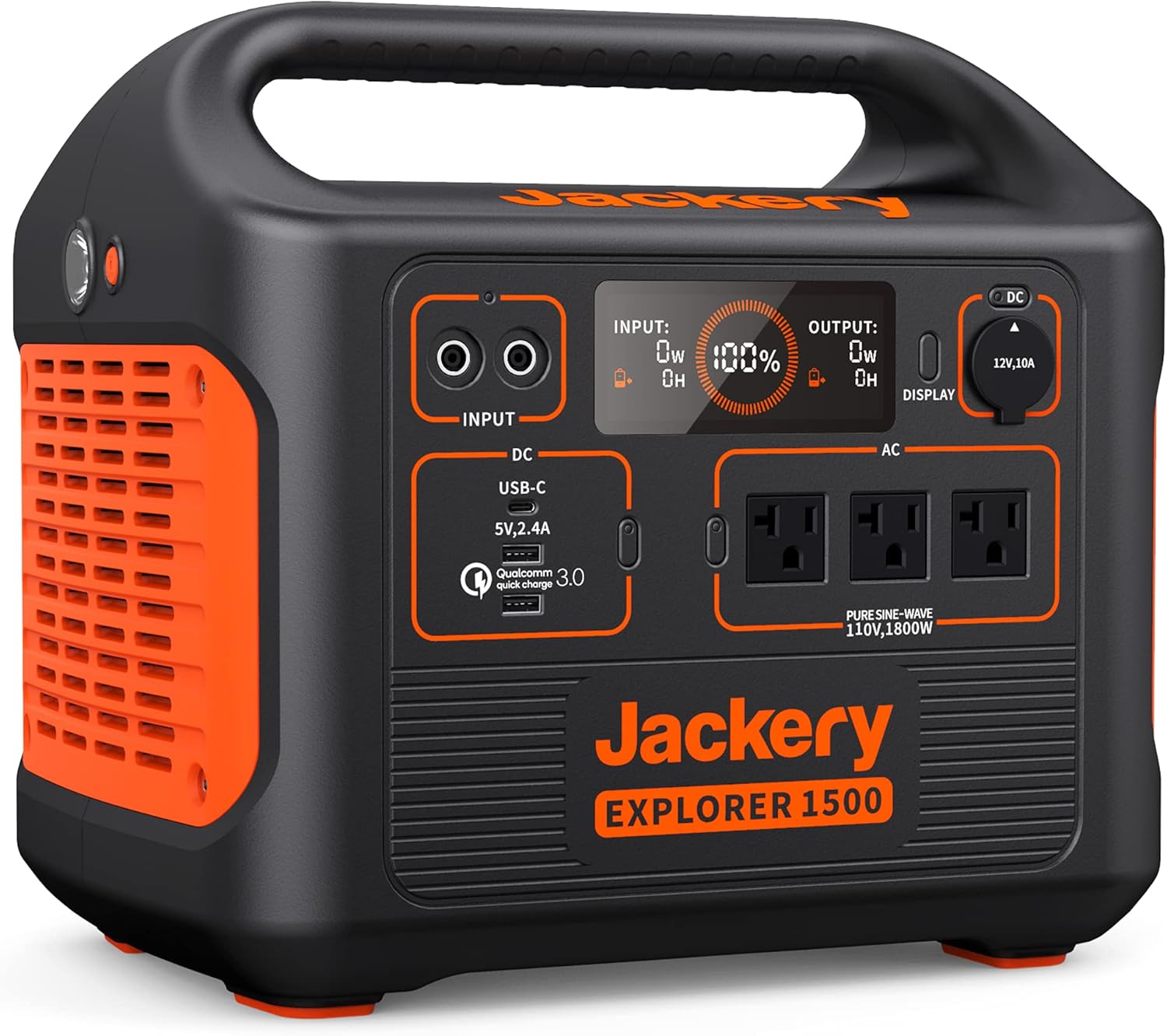 Jackery Portable Power Station Explorer 1500, 1534Wh Portable Generator with 3x110V/1800W AC Outlets, Solar Mobile Lithium Battery Pack for Outdoor RV/Van Camping, Overlanding