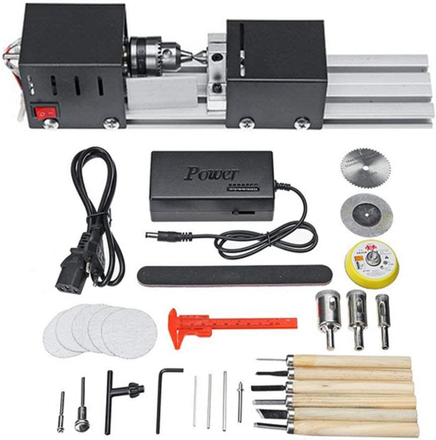 Tool Lathe Standard 未处理 Mini Wood Lathe Machine, Mini Lathe Beads Polisher DIY Woodworking Drilling Grinding Machine Set 6 In 1 Pack Of 1