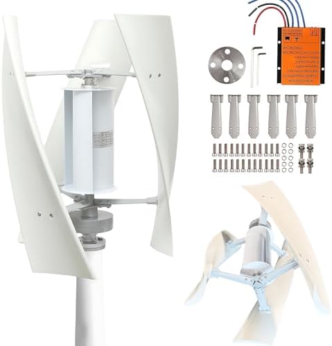 100W 12V/24V Wind Power Generator Kit - 3-Phase Vertical Axis Wind Turbine with Auxiliary Wheel for Mobile Homes, Gazebos, Marine & Off-Grid Energy Solutions
