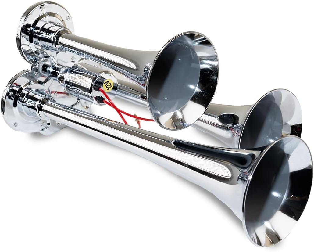 Kleinn Air Horns 130 Mini Triple Train Horn - Chrome-Plated Zinc Alloy