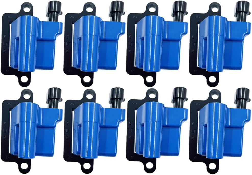 Set of 8 Square Performance Ignition Coil Pack Compatible with Cadillac Chevy GMC Escalade Avalanche Silverado Suburban Tahoe Topkick Savanna Sierra Yukon 4.8L 5.3L 6.0L 8.1L UF271 D581