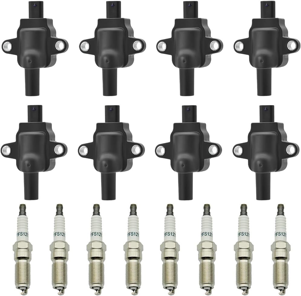 8 PCS UF-893 Ignition Coil Pack and Spark Plug Compatible with Ford E350 E450 F250 F450 F350 F53 F550 F59 F600 F650 Super Duty 7.3L V8 2020 2021 2022 Replace# UF893 DG587 LC3Z12029B