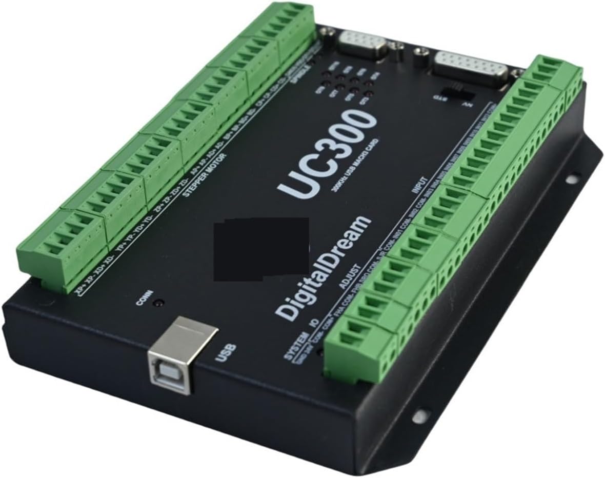 CNC Controller, USB CNC Motion Controller Card UC300 3/4/5/6 Axis CNC Controller Breakout Board 300KHz 24VDC,Compatibility(UC300-3Axis)