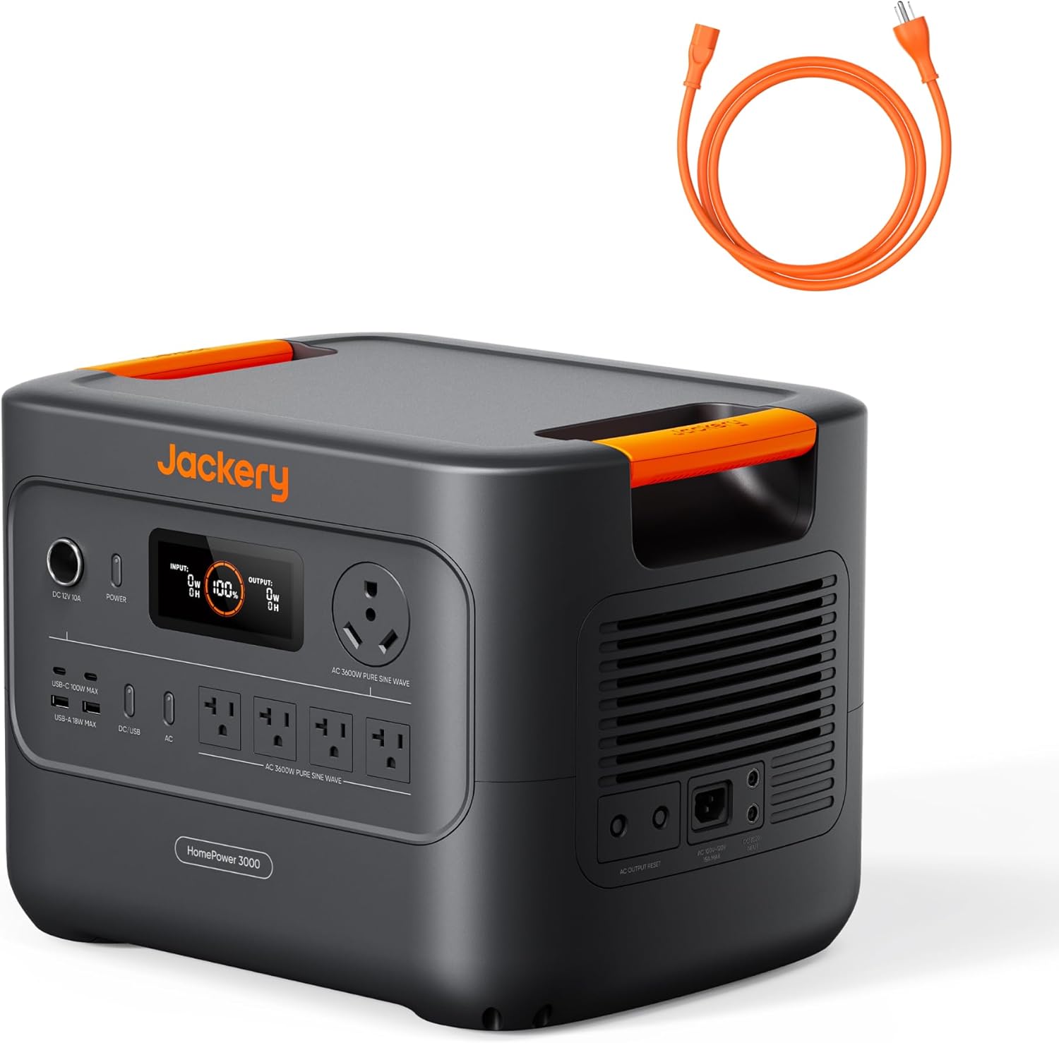 Jackery HomePower 3000 Portable Power Station with AC Cable, 3600W (Surge 7200W) Output, 3072Wh LFP Solar Generator, Essential Home Backup for Home Use, Power Outage (Solar Panel Optional)