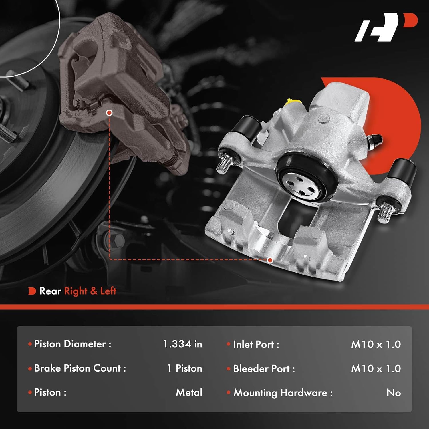 A-Premium Disc Brake Caliper Assembly without Bracket Compatible with Select Mini Models - Cooper R50 R53 2003-2006 (From 04/2003), R52 2008(Convertible Only) - Rear Driver and Passenger Side