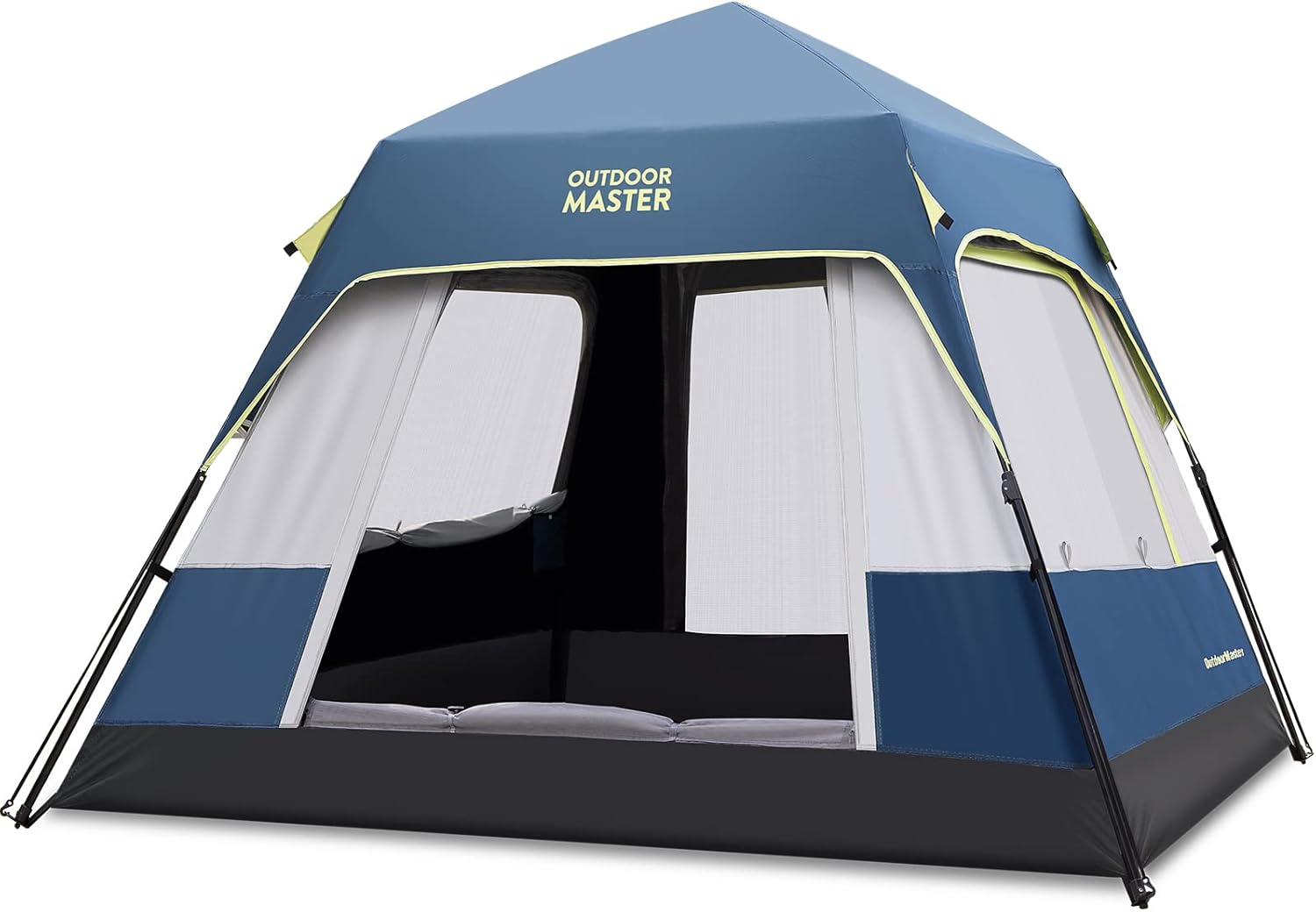 OutdoorMaster Camping Tents, 4/6 Person Camping Tent with Blackout Shelter Technology, Easy Setup in 60 Seconds, Weatherproof Pop Up Tent with Top Rainfly, Instant Cabin Tent