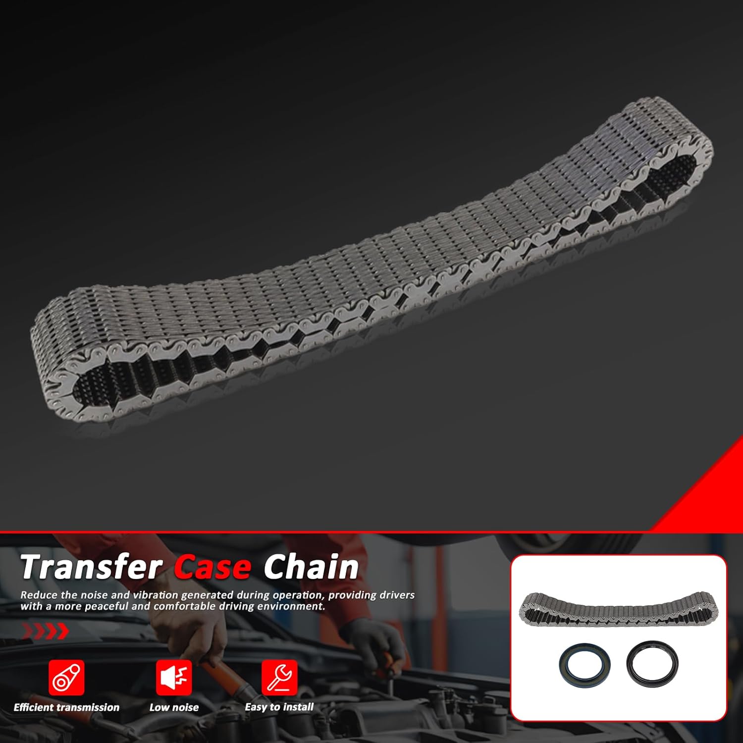 3 Pcs Transfer case chain Repair Kit 2005-2019 For Benz ML350 ML400 GL350CDI GL450 W166 W164 Replacement # 2512801800,2512802700,2512803500 (Transfer case chain + oil seal repair kit)