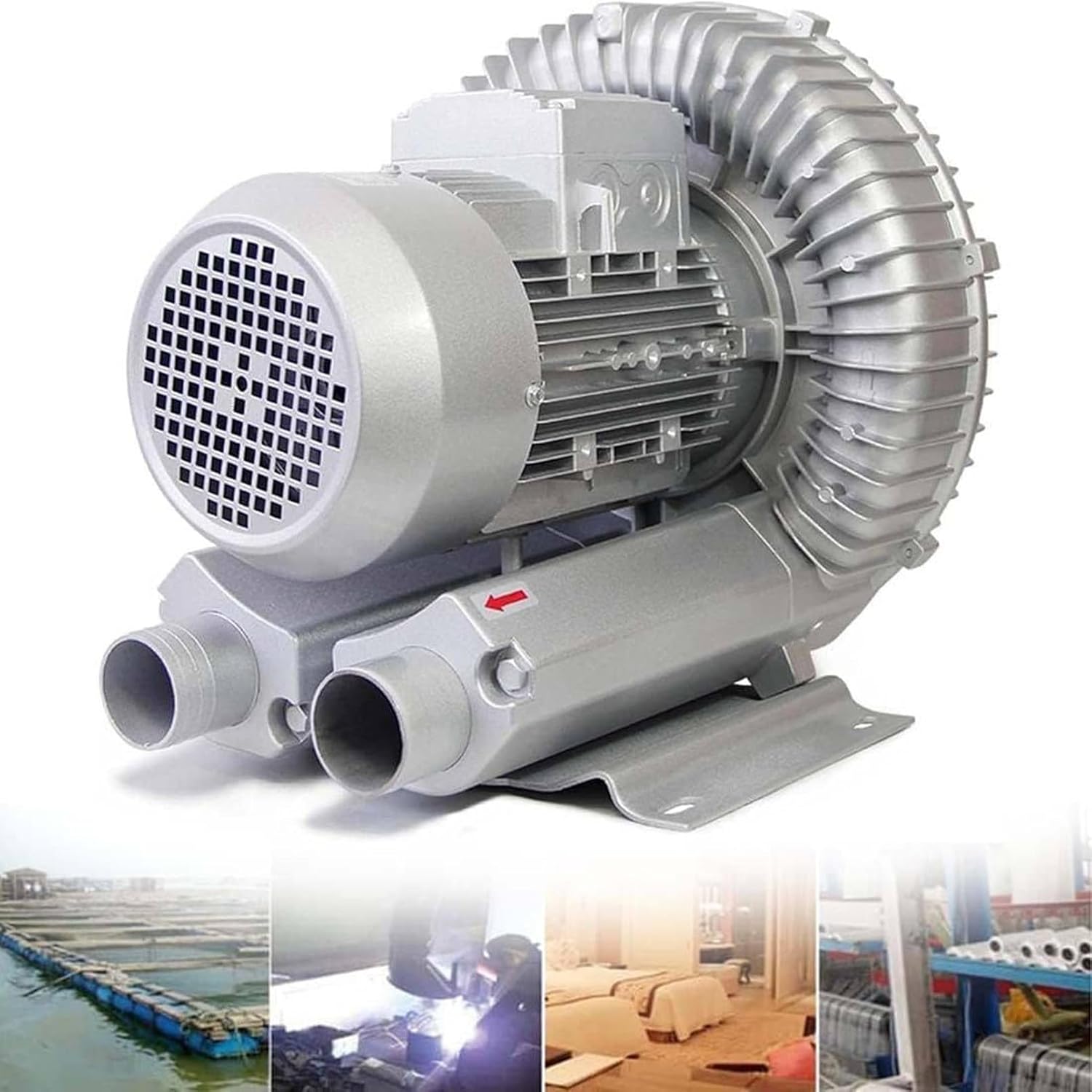 Industrial Regenerative Blower, 50Hz Single Phase, Ring Blower for Fish Tank Centrifugal Blower, Industrial Vacuum Pump for Air Blowing Or Suction,370W/0.5HP