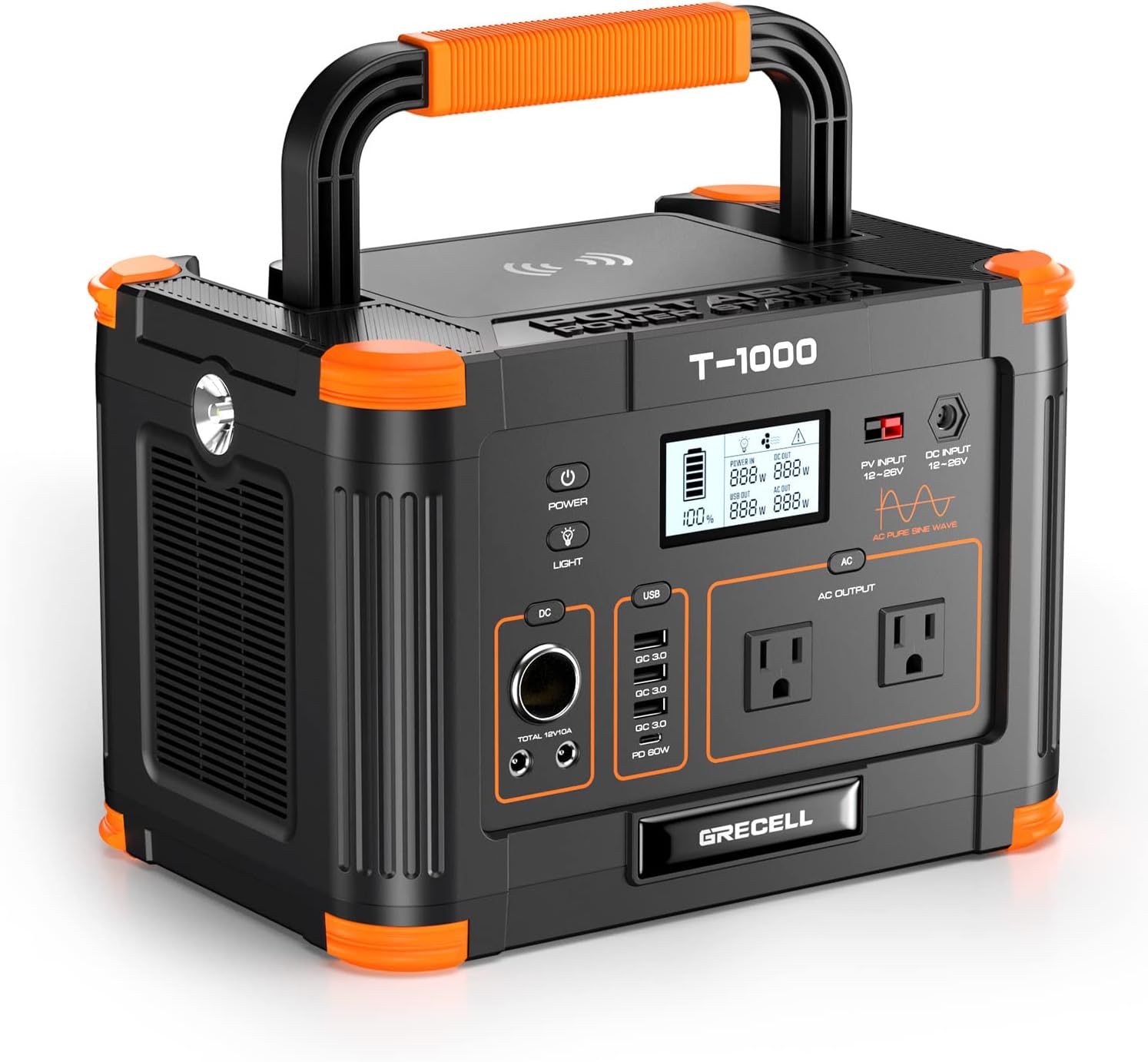 2400W Portable Power Station 1843Wh GRECELL Outdoor Solar Generator with 2400W(4800W Peak) 4 AC Outlets, Fast Charging Emergency Power Backup Battery UPS for Home Outage RV/Van Road Trip Camping