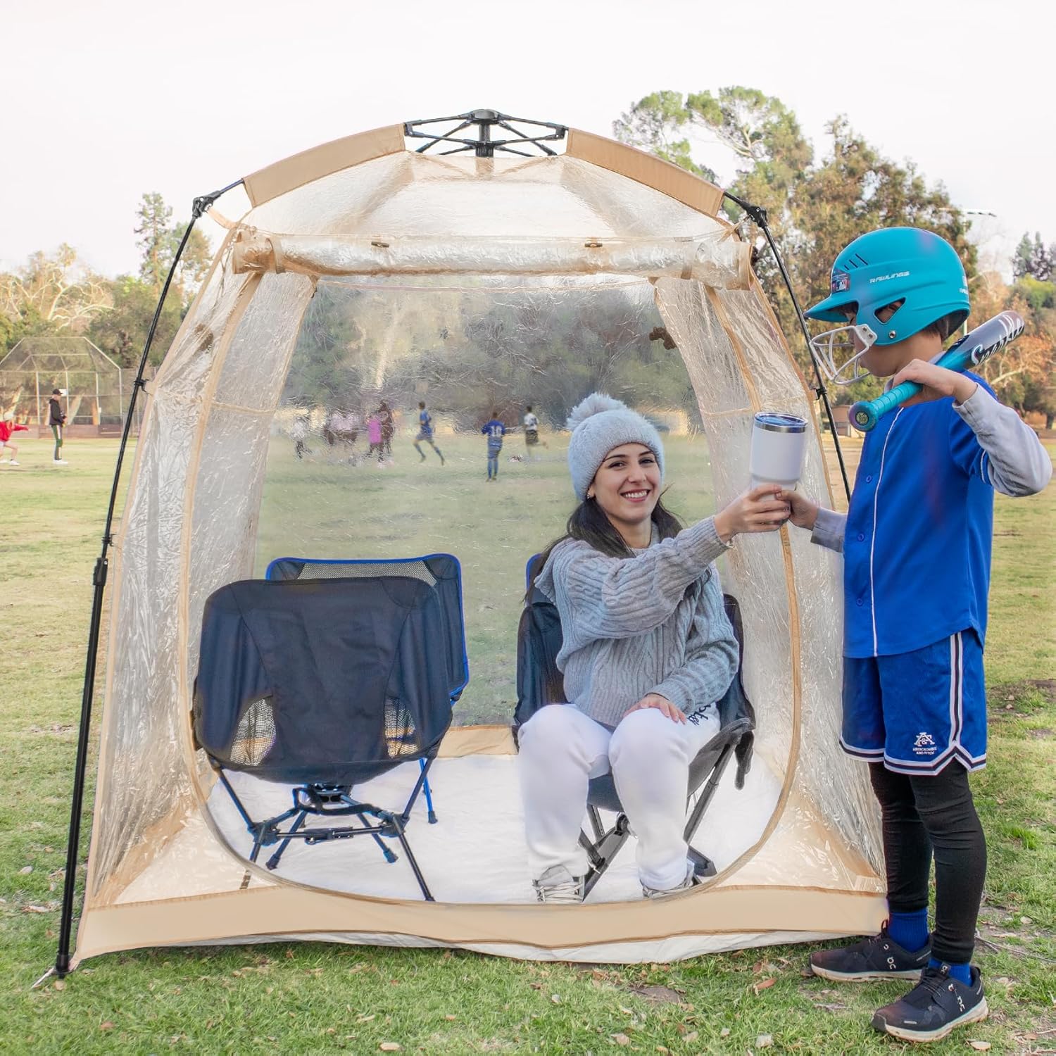 All Weather Proof Pod Sports Pod,540°View Weather Tent,1-4 Person Instant Tent with Sealed Floor,Outdoor Screen House with Carrying Bag,Screen Room for Sport Event,Camping,Fishing